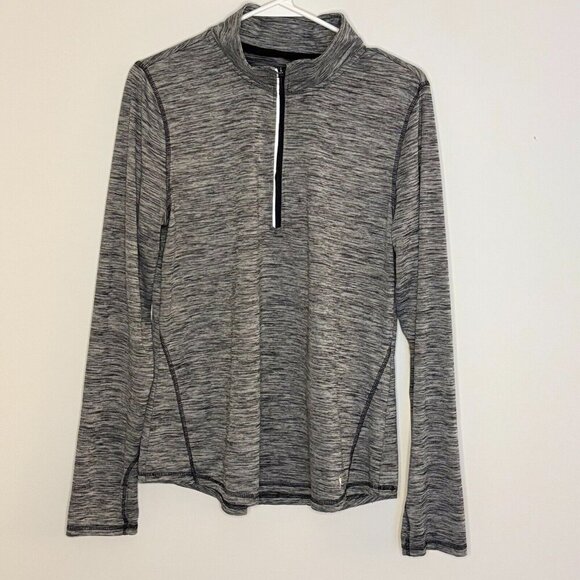 DANSKIN NOW Semi-Fitted 1/4 Zip Grey Heather Long Sleeve Sz Large - Picture 1 of 4